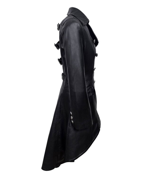 Agnes Long Gothic Leather Coat - Image 3