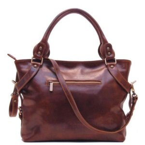 Inside Zip Pocket And Phone Holder Full Grain Leather Handbag For Women by BUNERI